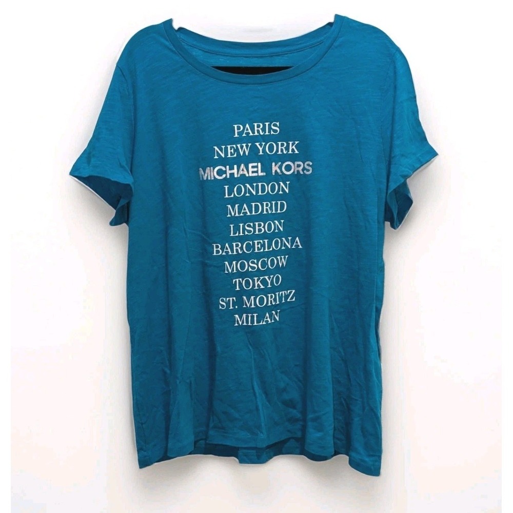 Coastal Quiet Luxury Travel Graphic Tee 1X Michael Kors Paris New York Top